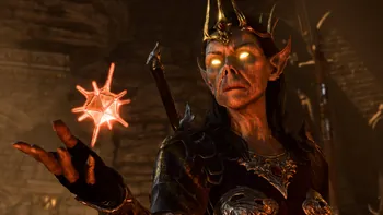 A picture of Vlaakith, appearing as massive planecaster projection before the party at Crèche Y'llek, holding an image of the Astral Prism. She is attempting to convince the party it is corrupted.