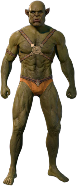 Orange Underwear Half-Orc Front