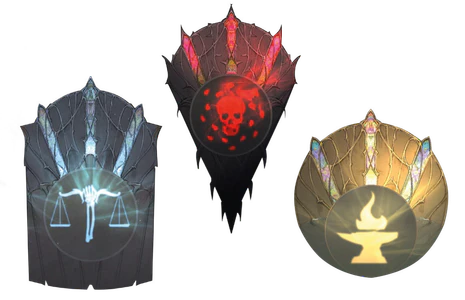 Concept Art of Shields that would have changed depending on deity.