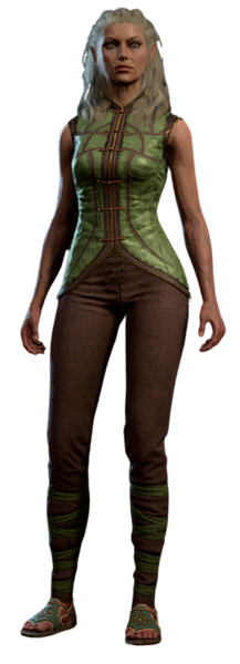 Jaheira wearing her camp clothes