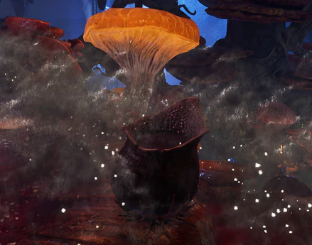 A Barrelstalk emitting a Haste spore cloud