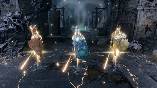 From left to right: evil, neutral, and good in-game models.